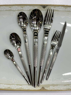 قاشق چنگال یونیک 24 نفره 120 پارچه مدل هارمونی نقره ای