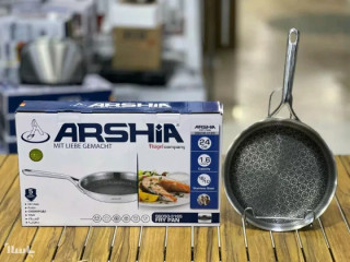 ماهی تابه استیل عرشیا مدل SS050-3165 سایز ۲۴ سانتی