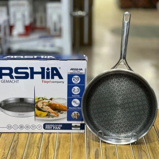 ماهی تابه استیل عرشیا مدل SS050-3166 سایز ۲۸ سانتی کف لیزری